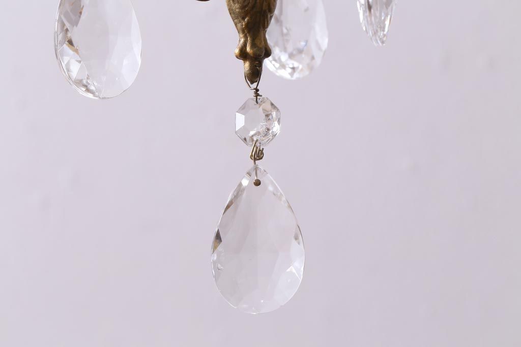 フランスビンテージ　小振りサイズが珍しいゴージャスなシャンデリア(ペンダントライト、天井照明、吊り下げ照明)