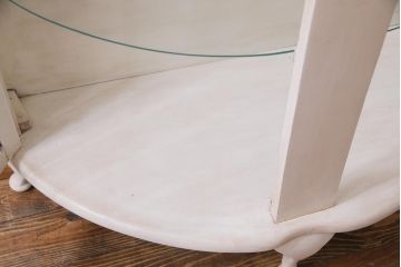 ペイント家具　イギリスアンティーク　色ガラス　上品かつモダンなステンドグラスのキャビネット(飾り棚、収納棚)