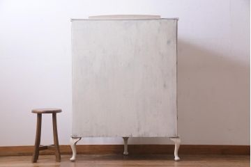 ペイント家具　イギリスアンティーク　色ガラス　上品かつモダンなステンドグラスのキャビネット(飾り棚、収納棚)