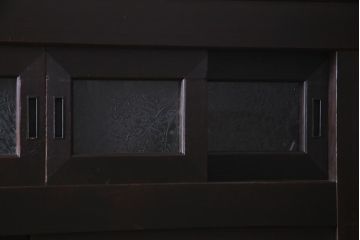 アンティーク家具　和製アンティーク　明治期　四尺　結霜ガラス入り　趣きあふれる重ね水屋箪笥(食器棚、収納棚)