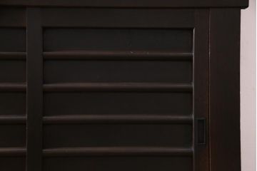 アンティーク家具　和製アンティーク　明治期　四尺　結霜ガラス入り　趣きあふれる重ね水屋箪笥(食器棚、収納棚)