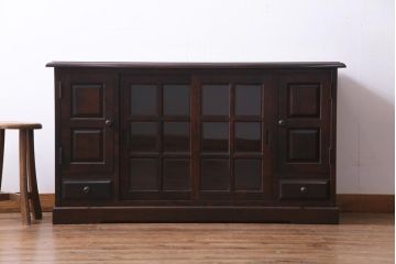 中古　北海道民芸家具　HM135　凛とした雰囲気漂うサイドボード(リビングボード、キャビネット、収納棚)