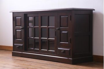 中古　北海道民芸家具　HM135　凛とした雰囲気漂うサイドボード(リビングボード、キャビネット、収納棚)