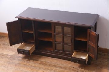 中古　北海道民芸家具　HM135　凛とした雰囲気漂うサイドボード(リビングボード、キャビネット、収納棚)