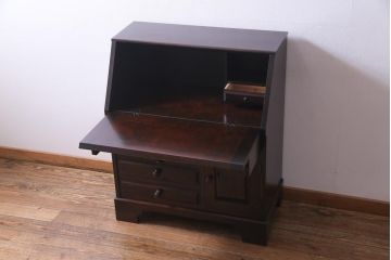 中古　北海道民芸家具　HM800　上質な作りが魅力のライティングビューロー(机、引き出し)(定価約27万円)