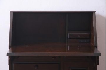 中古　北海道民芸家具　HM800　上質な作りが魅力のライティングビューロー(机、引き出し)(定価約27万円)
