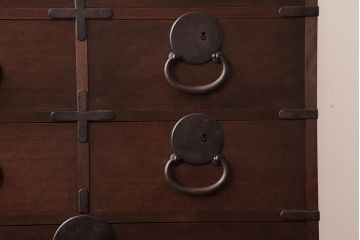 アンティーク家具　明治大正期　ヒノキ材・桐材　しっとりとした木肌が上品な雰囲気漂う時代箪笥(引き出し、チェスト、桐箪笥、桐たんす)