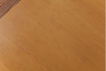 レトロ家具　昭和レトロ　木の温もり溢れる栓材製の片袖机(文机、ローテーブル)