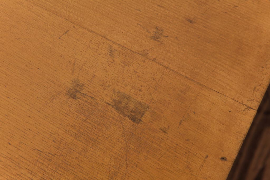 レトロ家具　昭和レトロ　木の温もり溢れる栓材製の片袖机(文机、ローテーブル)