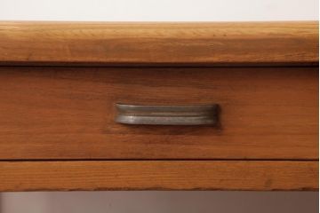 レトロ家具　昭和レトロ　木の温もり溢れる栓材製の片袖机(文机、ローテーブル)