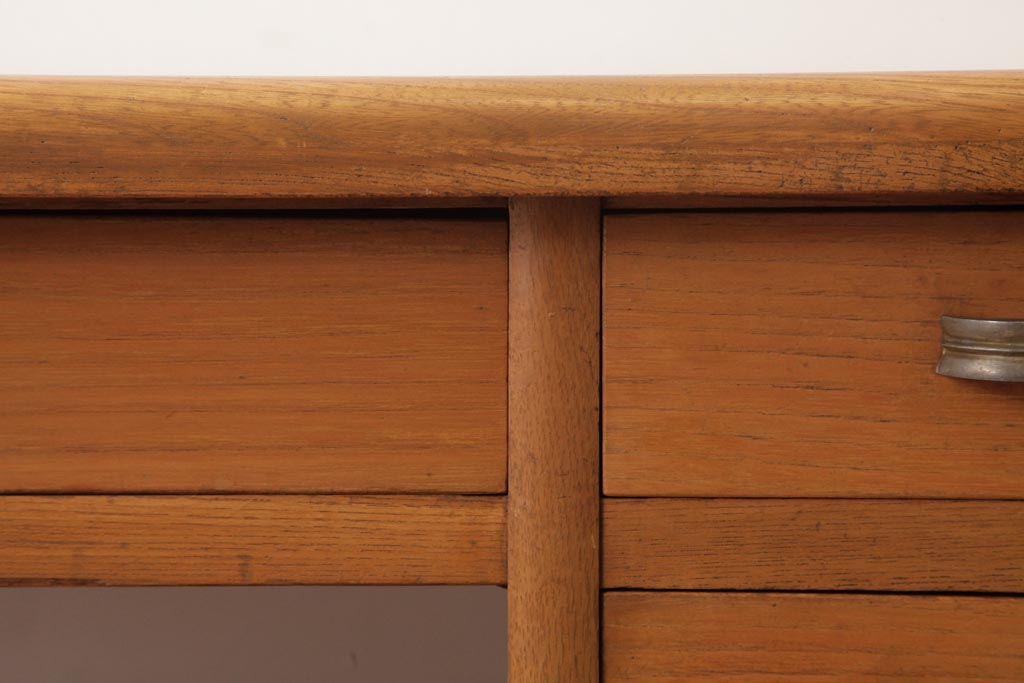 レトロ家具　昭和レトロ　木の温もり溢れる栓材製の片袖机(文机、ローテーブル)