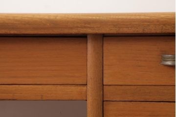 レトロ家具　昭和レトロ　木の温もり溢れる栓材製の片袖机(文机、ローテーブル)