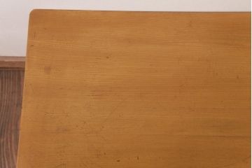 レトロ家具　昭和レトロ　木の温もり溢れる栓材製の片袖机(文机、ローテーブル)