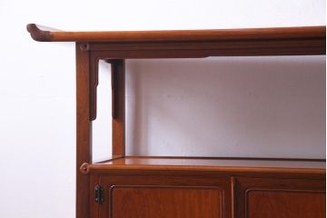 ビンテージ家具　ビンテージ　唐木カリン材・桐材　繊細な象嵌細工が美しい上品な茶棚(飾り棚、収納棚、桐箪笥、桐たんす、花梨材)