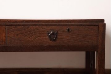 アンティーク家具　和製アンティーク　栓材　透かしや木目が目を引く文机(ローテーブル)