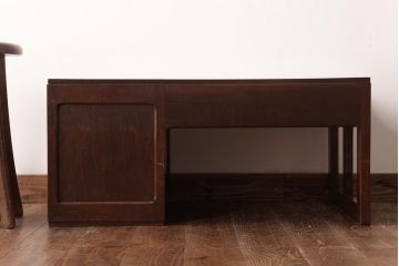 アンティーク家具　和製アンティーク　タモ・栗材　木目がアクセントになっている片袖机(文机、ローテーブル)
