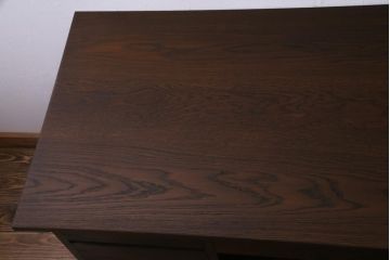 レトロ家具　昭和レトロ　ナラ材　たっぷり幅が嬉しいシンプルな両袖デスク(机、在宅ワーク、在宅用ワークデスク)