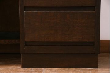 レトロ家具　昭和レトロ　ナラ材　たっぷり幅が嬉しいシンプルな両袖デスク(机、在宅ワーク、在宅用ワークデスク)