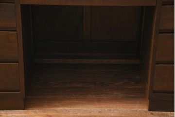 レトロ家具　昭和レトロ　ナラ材　たっぷり幅が嬉しいシンプルな両袖デスク(机、在宅ワーク、在宅用ワークデスク)