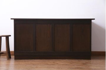 レトロ家具　昭和レトロ　ナラ材　たっぷり幅が嬉しいシンプルな両袖デスク(机、在宅ワーク、在宅用ワークデスク)