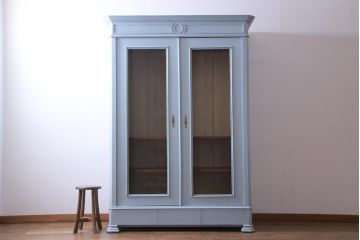 アンティーク家具　フランスアンティーク　引き出し付き　グリアージュ扉がおしゃれなペイントワードローブ(収納棚)