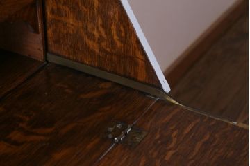 ペイント家具　イギリスアンティーク　淡い色合いがシックなビューローブックケース(ライティングビューロー、本箱、ワークデスク、在宅ワーク、在宅用)