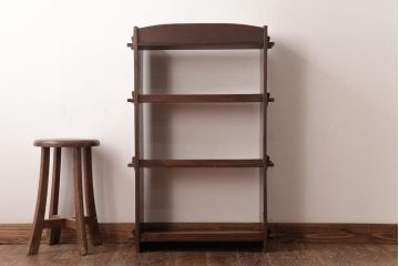 レトロ家具　昭和初期　栓材　楔(くさび)留め　レトロな雰囲気漂う本棚(飾り棚、陳列棚)