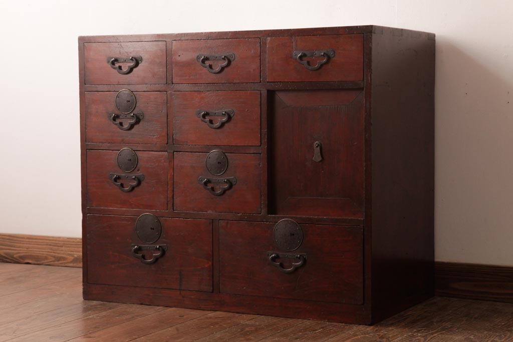 木製　引き出し　箪笥　アンティーク風　レトロ 小箪笥アンティークタンス昭和レトロ引き出し