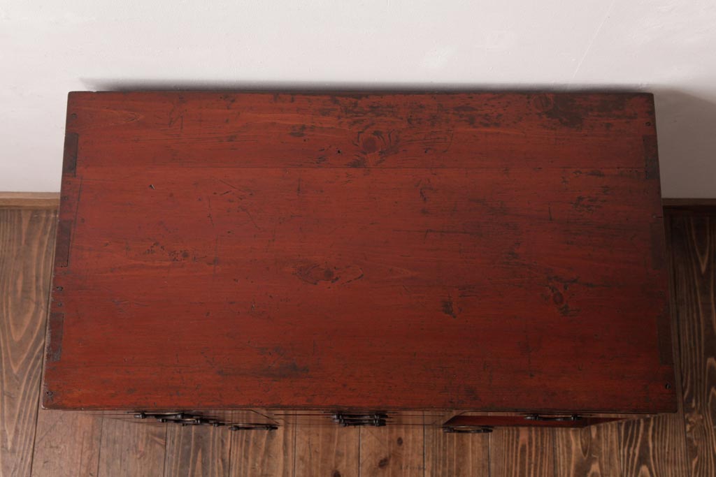 アンティーク家具　古民具　明治期　檜材　漆塗り　趣きと味わいが魅力的な時代箪笥(引き出し)