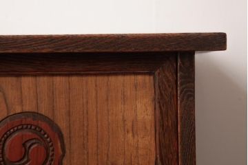 ヴィンテージ家具　ビンテージ　栗材　浮造り仕上げが味のある収納棚(戸棚、袋棚)