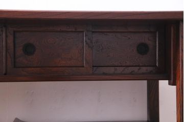 中古　駿河民芸　本漆塗り　ケヤキ材　高級な和の雰囲気漂う飾り棚(茶棚)(1)