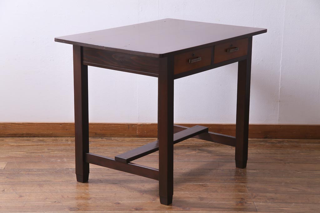 レトロ家具　昭和レトロ　ツートーンカラーが粋なワークデスク(平机、在宅ワーク、在宅用)