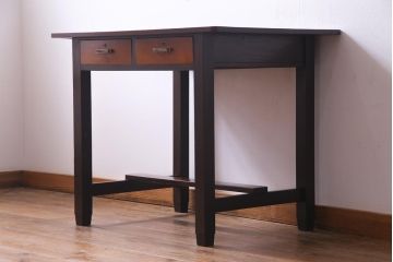 レトロ家具　昭和レトロ　ツートーンカラーが粋なワークデスク(平机、在宅ワーク、在宅用)