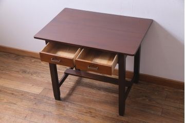 レトロ家具　昭和レトロ　ツートーンカラーが粋なワークデスク(平机、在宅ワーク、在宅用)