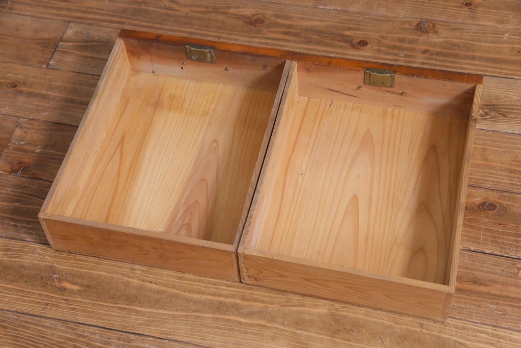 レトロ家具　昭和レトロ　ツートーンカラーが粋なワークデスク(平机、在宅ワーク、在宅用)