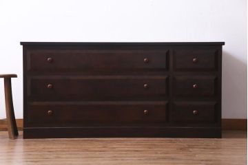 リメイク家具　ビンテージ　松本民芸家具　品良く仕上げてくれるローチェスト(引き出し、和タンス)(2)