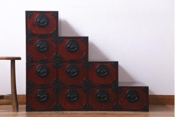 中古　岩谷堂箪笥　レア!組み合わせで形が変わるユニット型階段箪笥(和タンス、引き出し、チェスト)
