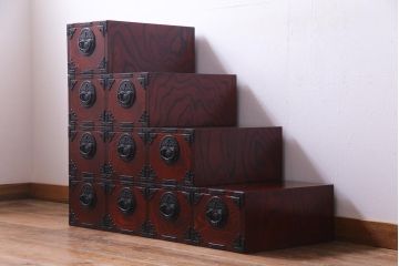 中古　岩谷堂箪笥　レア!組み合わせで形が変わるユニット型階段箪笥(和タンス、引き出し、チェスト)