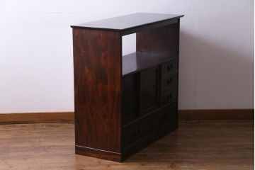 和製ビンテージ　松本民芸家具　M.C型　角手が目を引く和モダンの茶棚(飾棚、茶箪笥、茶タンス)
