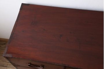 アンティーク家具　極上品　古民具・骨董　明治大正期　前面欅材　アンティーク最上箪笥(衣装箪笥)