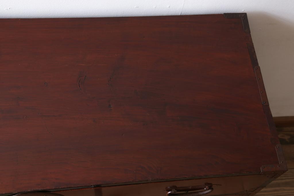 アンティーク家具　極上品　古民具・骨董　明治大正期　前面欅材　アンティーク最上箪笥(衣装箪笥)