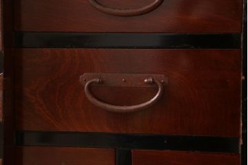 アンティーク家具　極上品　古民具・骨董　明治大正期　前面欅材　アンティーク最上箪笥(衣装箪笥)