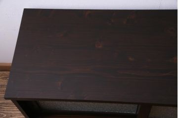 アンティーク家具　昭和初期　前面ケヤキ材　鉄脚リメイク　シンプルな引手が上品なリビングボード(戸棚)