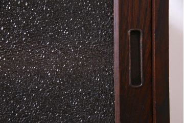 アンティーク家具　昭和初期　前面ケヤキ材　鉄脚リメイク　シンプルな引手が上品なリビングボード(戸棚)