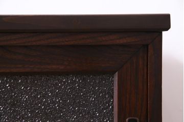 アンティーク家具　昭和初期　前面ケヤキ材　鉄脚リメイク　シンプルな引手が上品なリビングボード(戸棚)