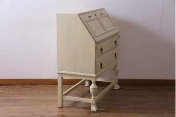 イギリスアンティーク　ペイント家具　優しげで柔らかな雰囲気が魅力的なライティングビューロー(机、在宅ワーク、在宅用デスク、引き出し)