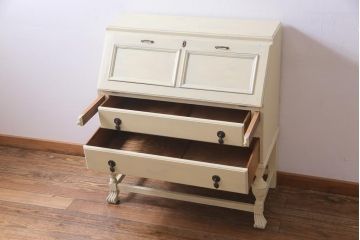 イギリスアンティーク　ペイント家具　優しげで柔らかな雰囲気が魅力的なライティングビューロー(机、在宅ワーク、在宅用デスク、引き出し)