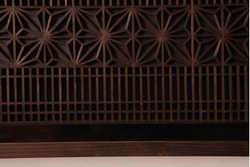ラフジュ工房オリジナル　欄間リメイク　片面ガラス 角麻の葉文様　風情あふれる組子が美しい壁付け照明(ウォールランプ)