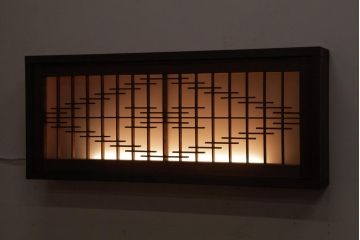 ラフジュ工房オリジナル　欄間リメイク　片面ガラス　素朴な木の風合いが温かみのある壁付け照明(ウォールランプ)