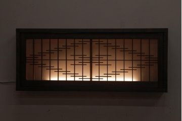 ラフジュ工房オリジナル　欄間リメイク　片面ガラス　素朴な木の風合いが温かみのある壁付け照明(ウォールランプ)(1)